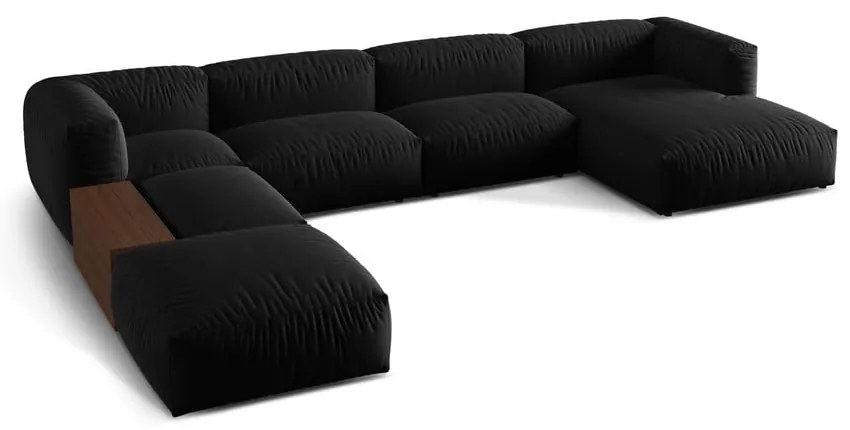 Čierna modulárna rohová pohovka (ľavý roh/do tvaru "U") Martina – Micadoni Home