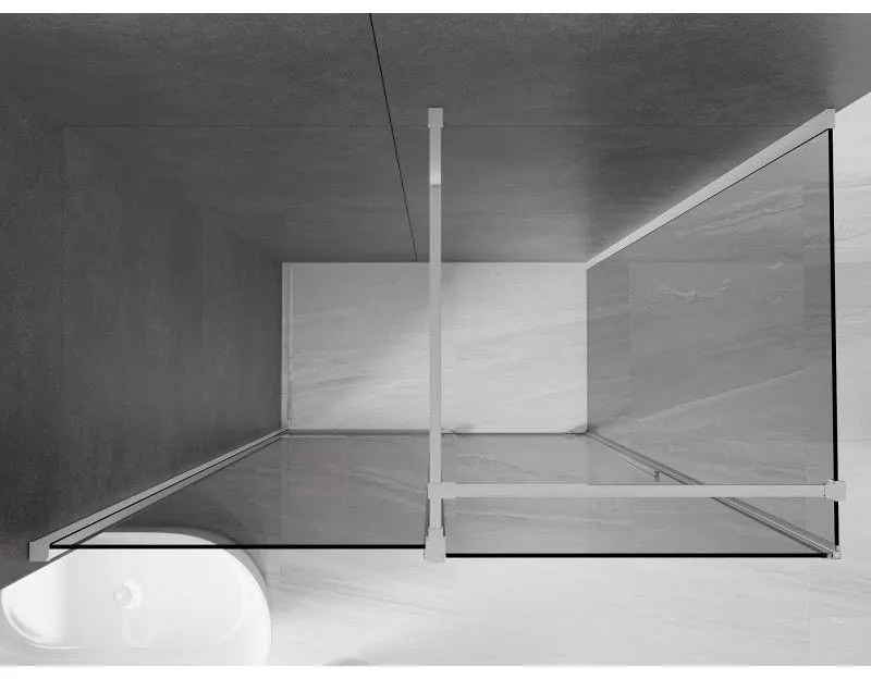 Mexen Velar, sprchový kút s posuvnými dverami 140 x 75 cm, 8mm šedé sklo, chrómová, 871-140-075-41-01