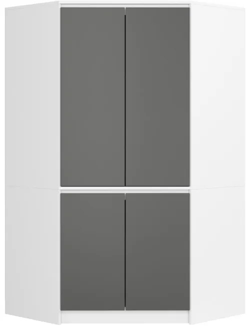 Rohová skriňa S100 4D CLP biela / sivá / grafitová