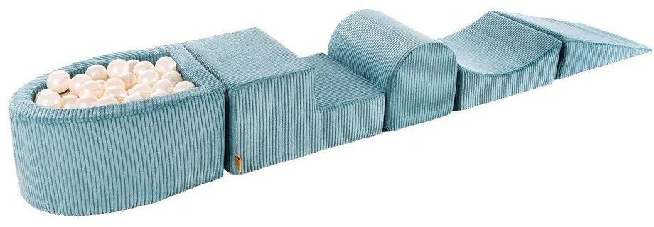 Tyrkysovomodré menčestrové penové ihrisko 250x45x30 cm Montessori – Meowbaby