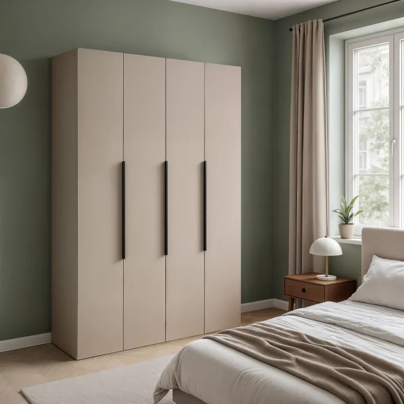 Moderná šatníková skriňa NICEA 160 – Hlínová béžová