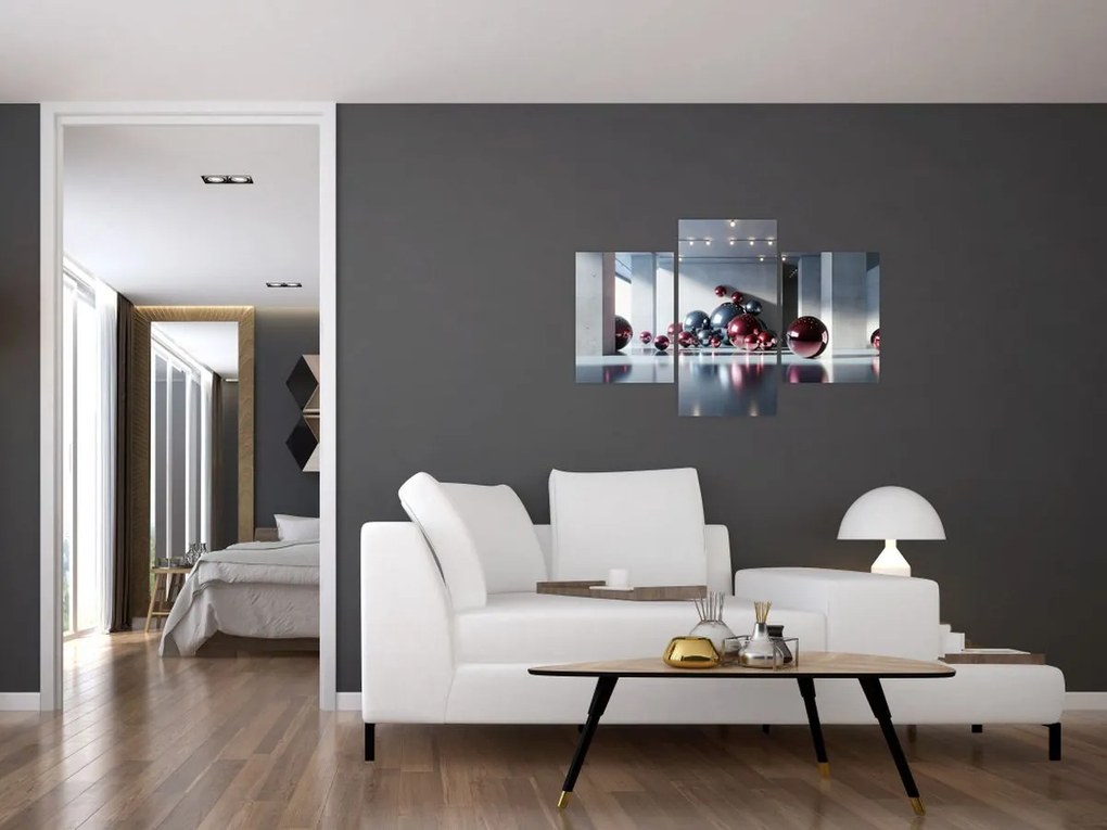 Obraz - 3D priestor s guľami II. (90x60 cm)