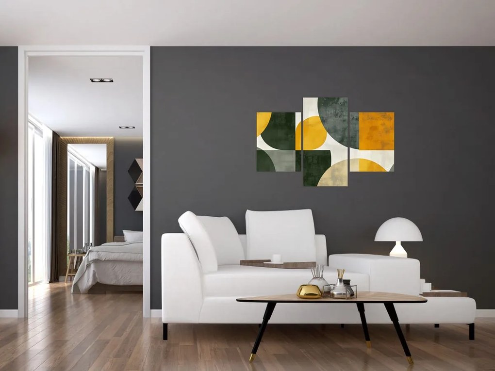 Obraz - Abstrakcia v olivovej farbe (90x60 cm)