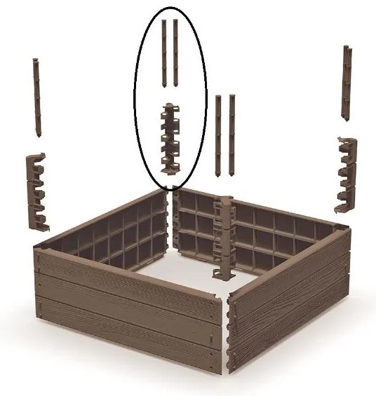 Prosperplast Vyvýšený záhon 75,6x75,6x25cm Base woody rustikálny tehlový