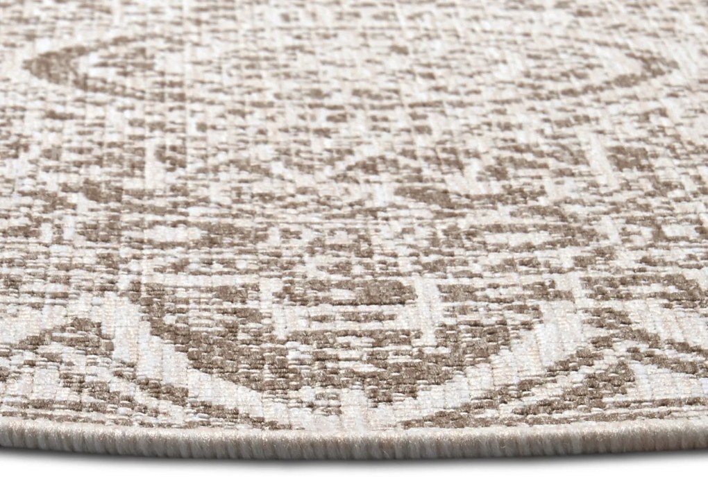 Kusový koberec Mojkoberec Original Nora 105453 Linen kruh – na von aj na doma, 200x200 (priemer) kruh, hnedá, chodba / predsieň, Mujkoberec Original