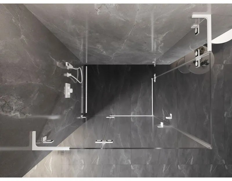 Mexen Lunar, L Duo výklopný sprchový kút 75 x 70 cm, 8mm číre sklo, biely profil, 834L-075L-070P-20-00