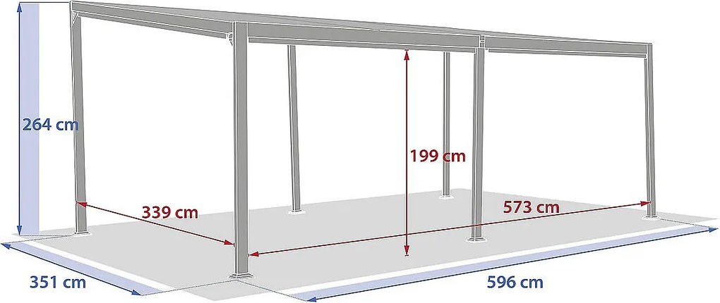 DEOKORK Záhradný hliníkový altánok LUXURY 6x3,5 m (grafit)