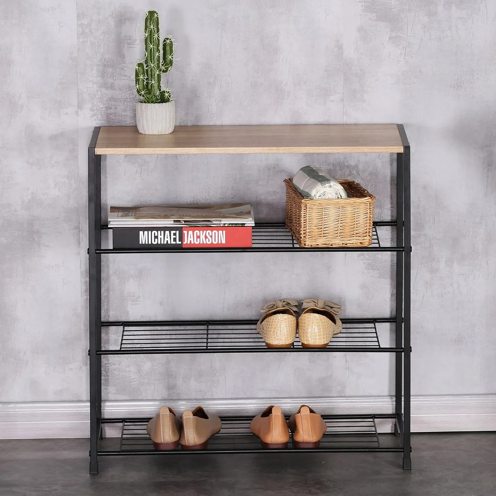 Botník GD-414 OAK Leik, 4 police, 63 x 30 x 63,5 cm, 4 poschodia