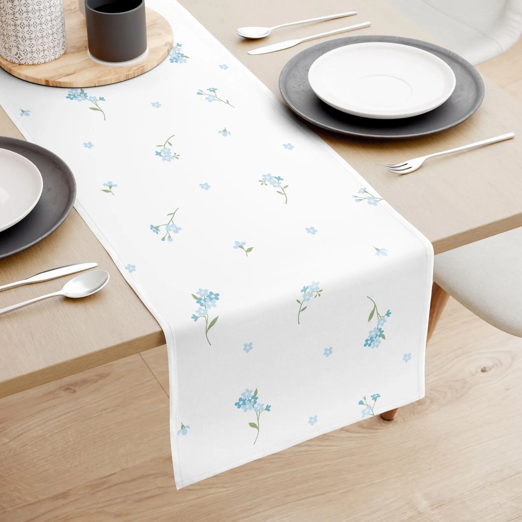 Goldea behúň na stôl 100% bavlnené plátno - nezábudky 50x180 cm