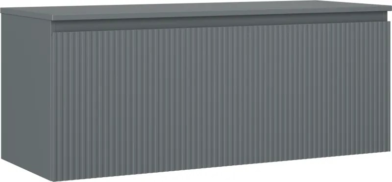Mexen Rivel, kúpeľňová skrinka 120 cm s hornou časťou, 1 zásuvka, drážkovaná, grafitová matná, 91A20-12047-1-BFC66