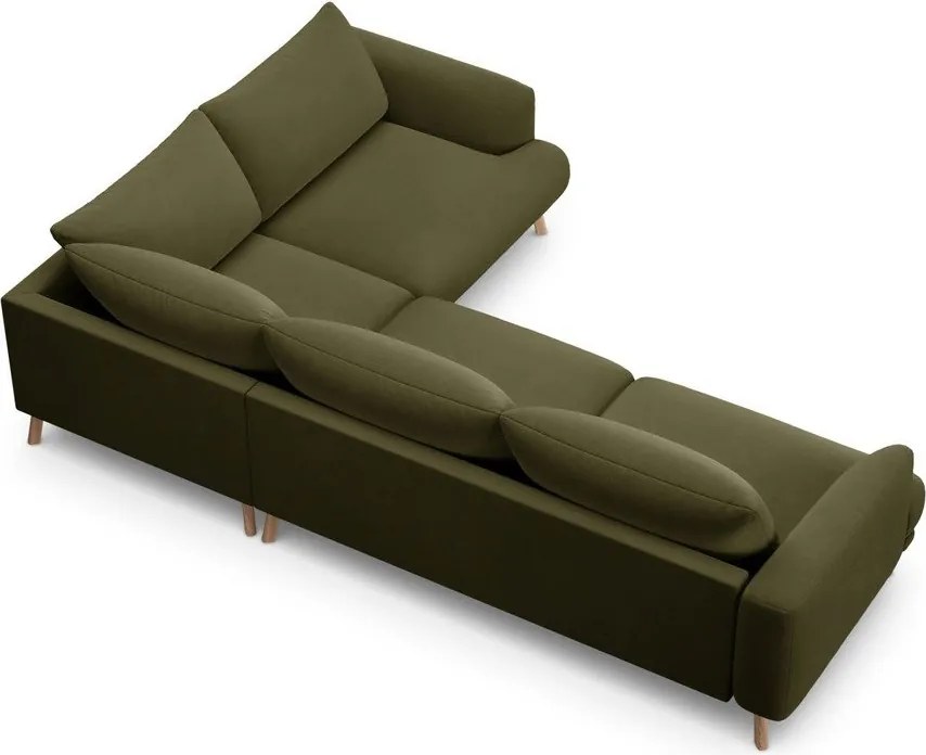 Zelená zamatová rohová pohovka (pravý roh/do L) Naomi – Micadoni