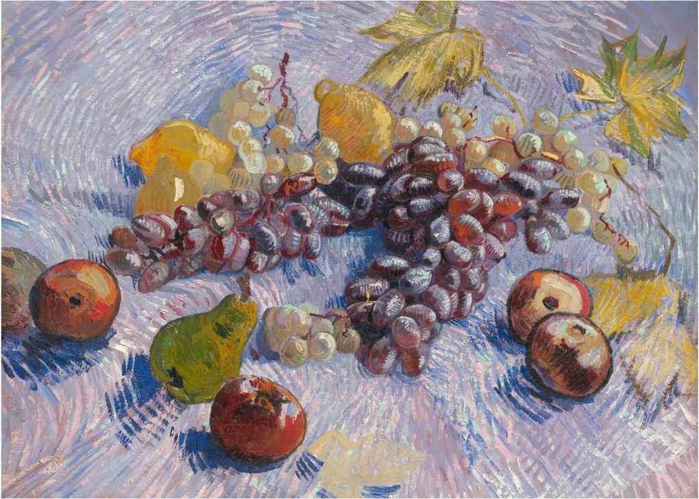 Sklenený obraz - Vincent van Gogh, Grapes, Lemons, Pears, and Apples, reprodukcia (70x50 cm)