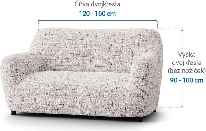 Bielastické poťahy VITTORIA smotanová dvojkreslo (š. 120 - 160 cm)