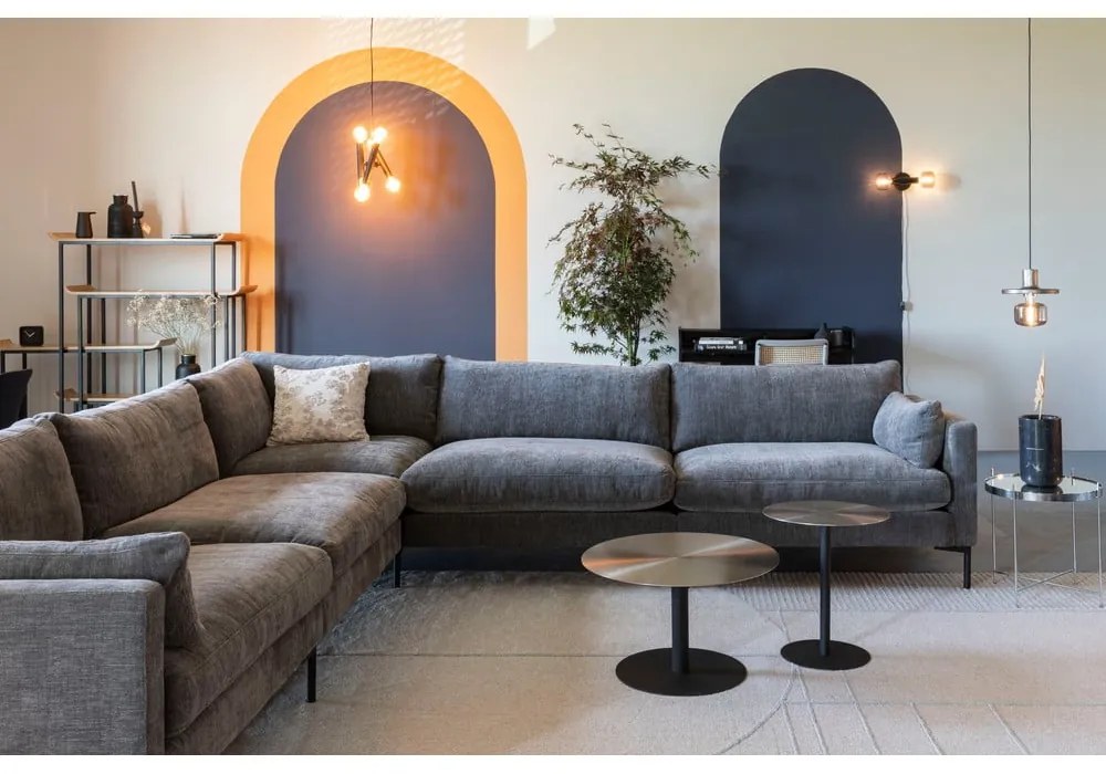 Kovový okrúhly konferenčný stolík v čierno-zlatej farbe ø 60 cm Snow – Zuiver