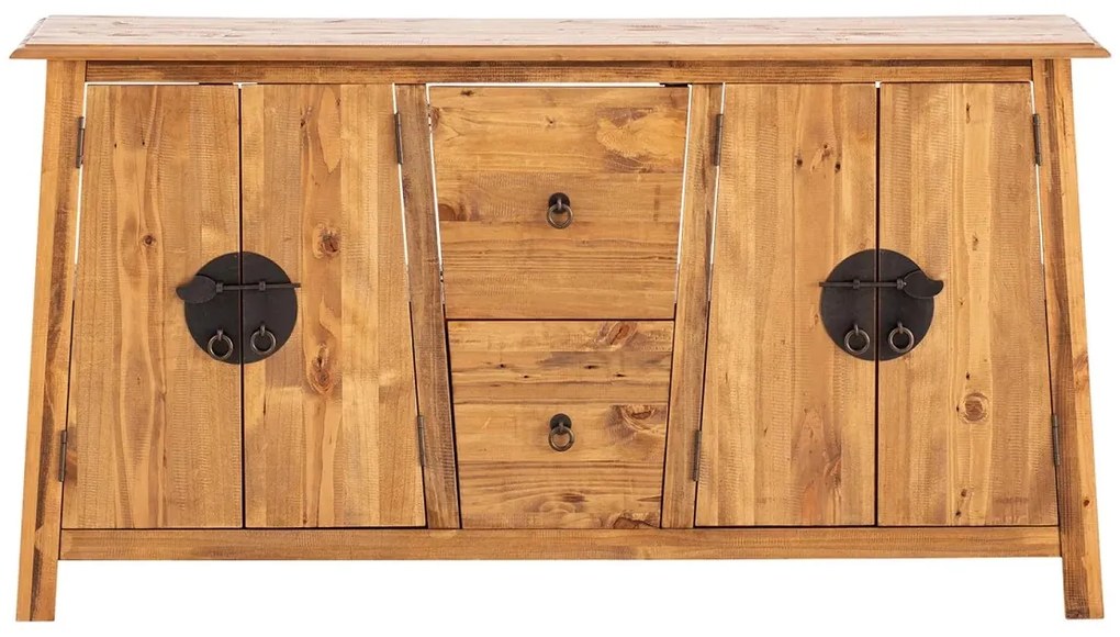 furniture-nabytek.cz - Masivní umyvadlová skříňka Rangún z borovice, lakovaná, hnědá – 140×45×75 cm