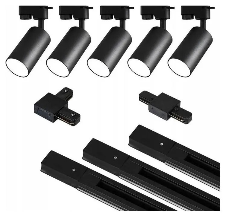 Bodové svietidlo v lištovom systéme 5xGU10/25W/230V 3 m čierna