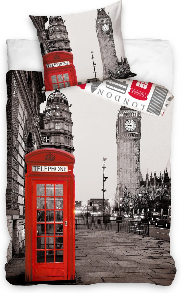 HOD Obliečky 3D/Foto LONDON sivá bavlna