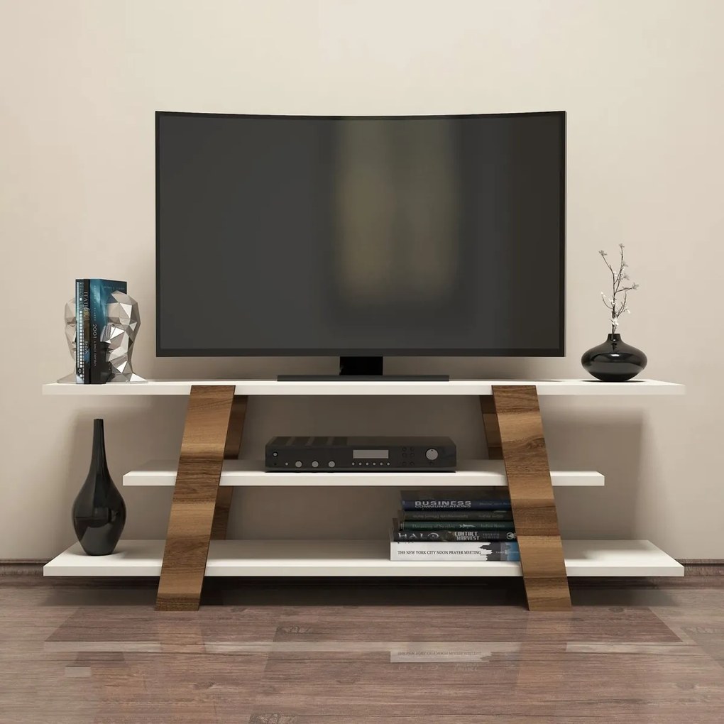 TV stolík Kvet 120 cm krémový/orech