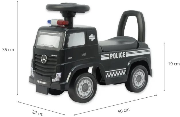 Odrážadlo Mercedes-Benz Actros policajné auto čierne