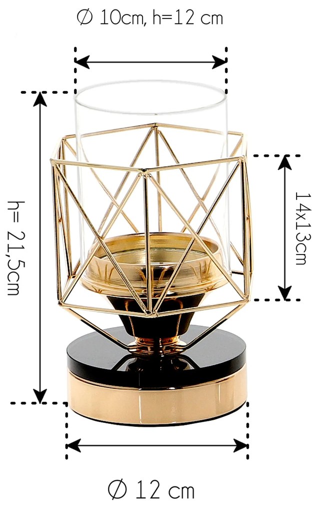 Dekorstudio Zlatý kovový svietnik PALERMO S