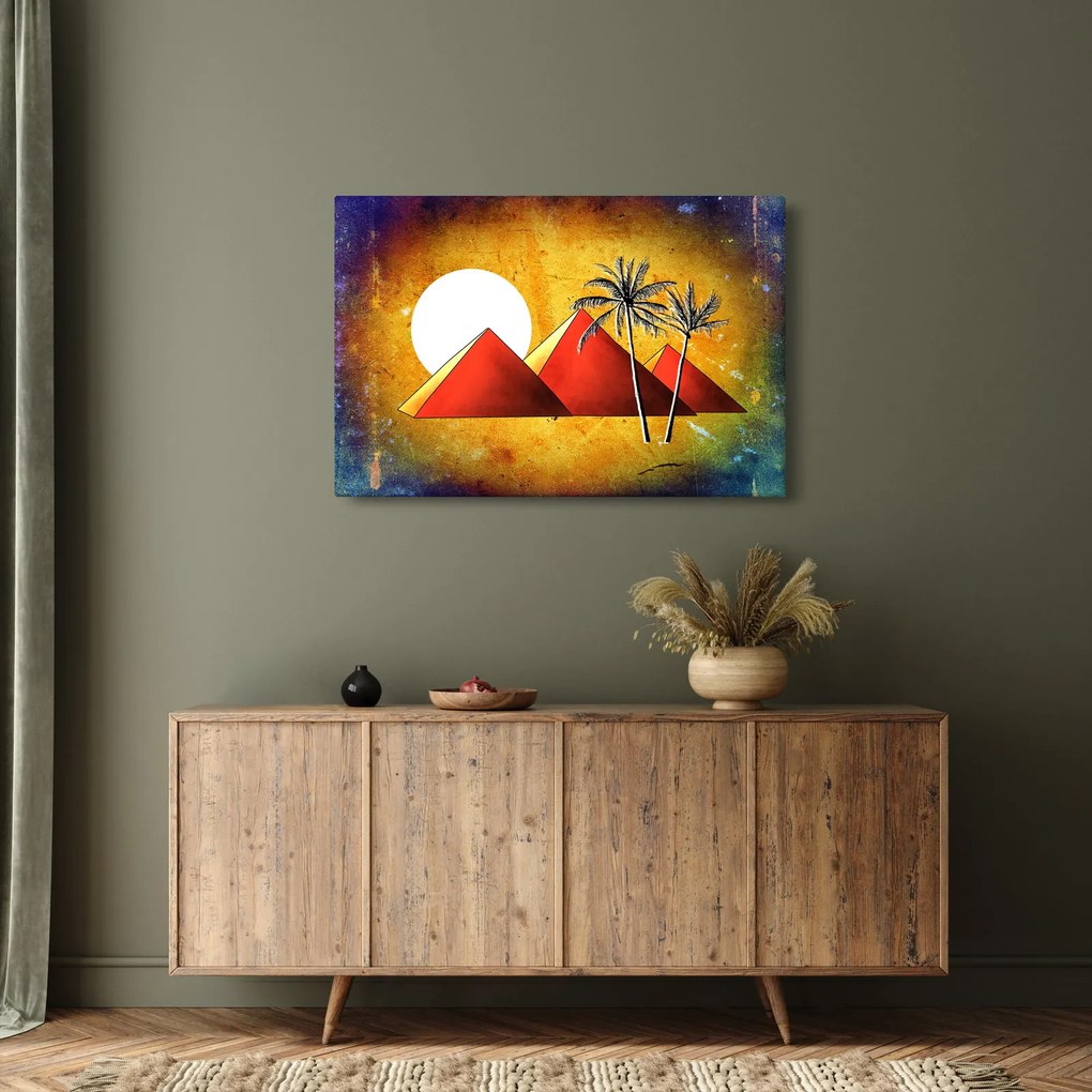 Obraz maľovaných egyptských pyramíd (90x60 cm)