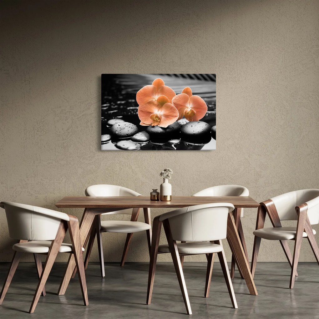 Obraz - Oranžové orchidey (90x60 cm)
