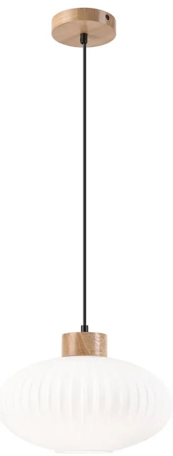 Luster na lanku HARMONY 1xE27/15W/230V pr. 30 cm biela/dub