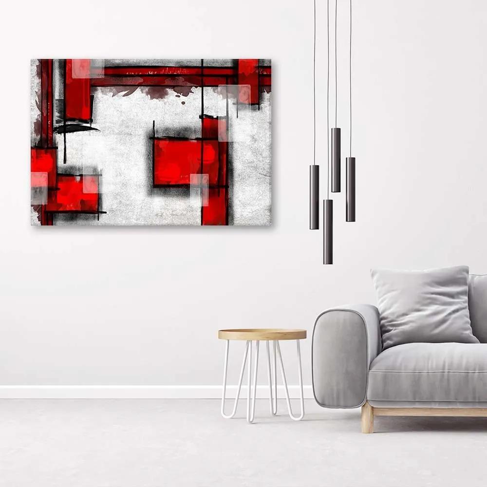 Gario Obraz na plátne Geometrická abstrakcia v červenej farbe Rozmery: 60 x 40 cm
