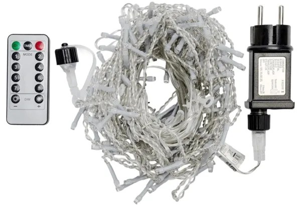 Aigostar - LED vonkajší vianočný reťaz, 150×LED, 6 W, 230 V, 8 režimov, 1,5×1 m, IP44, studená biela + diaľkové ovládanie
