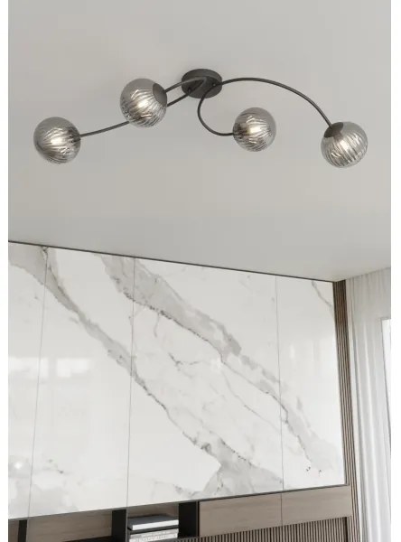 Prisadený luster VIBRA 4xE14/10W/230V čierna/šedá