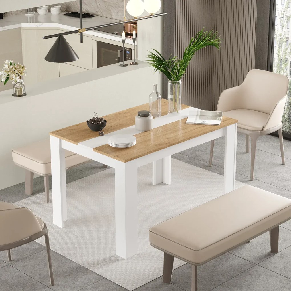 Obdĺžnikový jedálenský stôl Houseland Future 02 biely/dub Castello