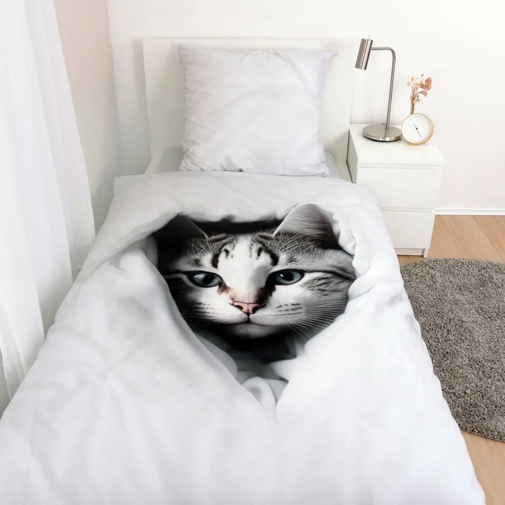 Herding Detské bavlnené obliečky Cat, 135 x 200 cm, 80 x 80 cm