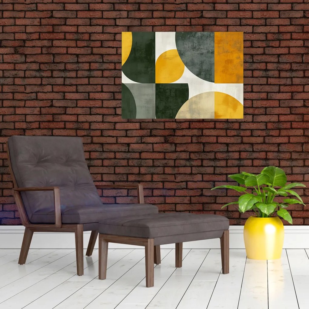 Obraz - Abstrakcia v olivovej farbe (70x50 cm)