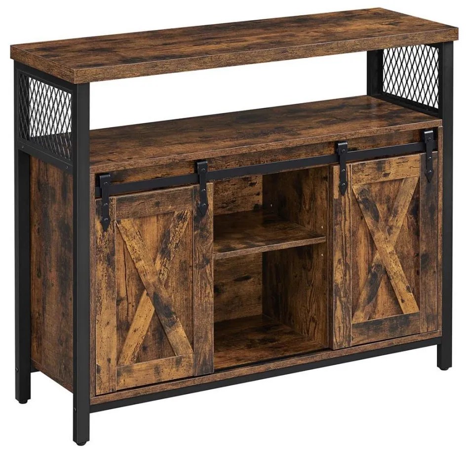 Komoda s posuvnými dvierkami FIRA hnedá/čierna