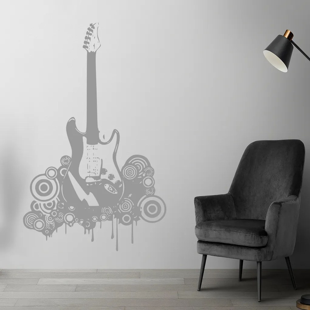 Veselá Stena Samolepka Elektrofonická gitara Farba: ružová, Veľkosť: 100 x 62 cm