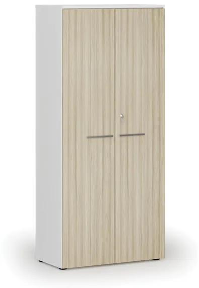 Kancelárska skriňa s dverami PRIMO WHITE, 1781 x 800 x 420 mm, biela/dub prírodná