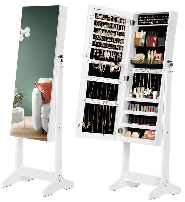 Voľne stojaca skrinka na šperky so zrkadlom SONGMICS JJC002W01