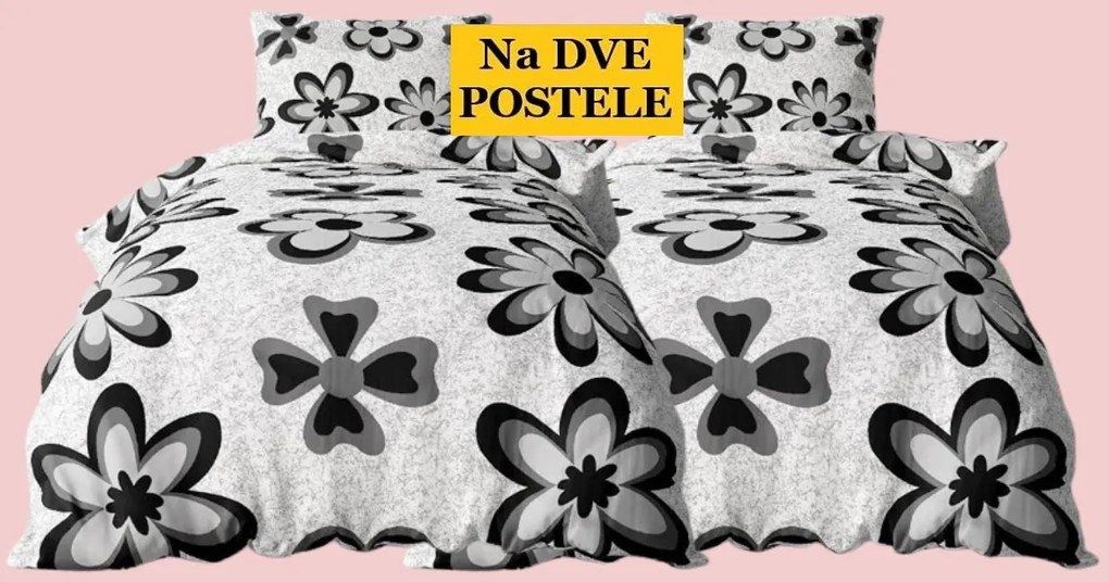 Obliečky Čierny kvet Bavlna 2x70x90 2x140x200 cm