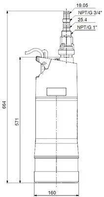 Ponorné čerpadlo Grundfos SBA 3-45 A s plovákom 1x 230 V