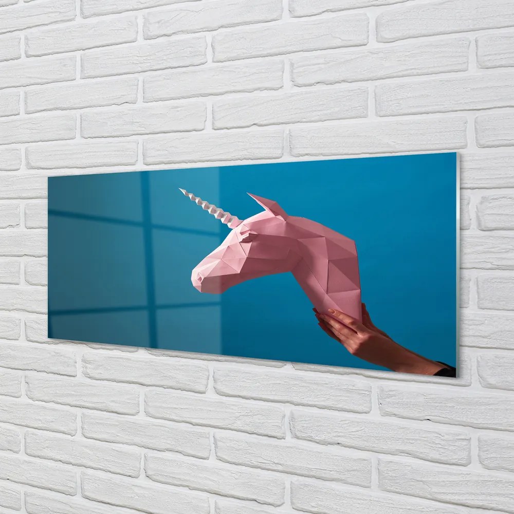 Obraz na akrylátovom skle Ružový jednorožec origami 120x60 cm