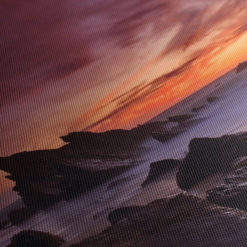 Obraz západu slnka na pobreží (s hodinami) (90x30 cm)
