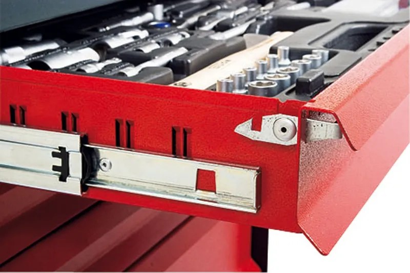 Pojazdný dielenský vozík na náradie GD, 6 zásuviek, 705 x 545 x 960 mm, grafit / červená