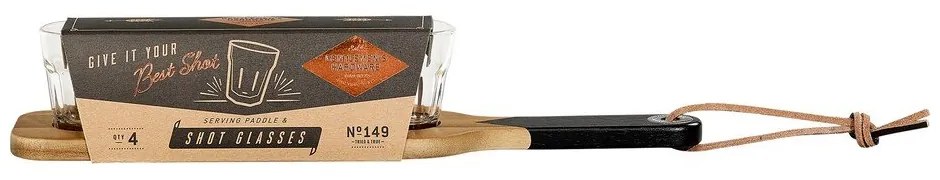 Drevená servírovacia doštička a 4 štamperlíky Gentlemen's Hardware