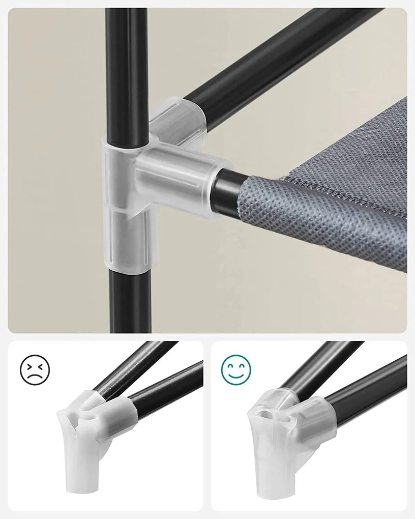 10-stupňový stojan na topánky pre max. 27 párov topánok, botník, sivý