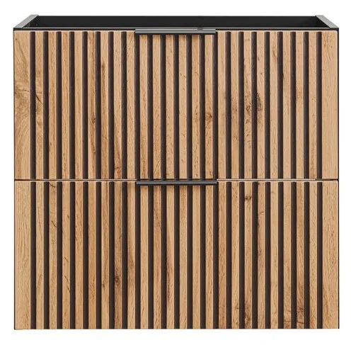 Závěsná skříňka Casad II s deskou a umyvadlem 60 cm černá/dub wotan