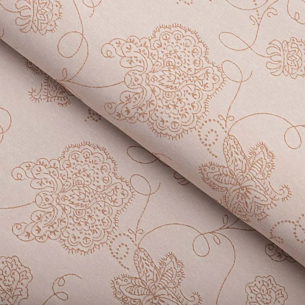 Biante Teflónový behúň na stôl TF-129 Hnedé kvetované ornamenty na sivobéžovom 20x120 cm