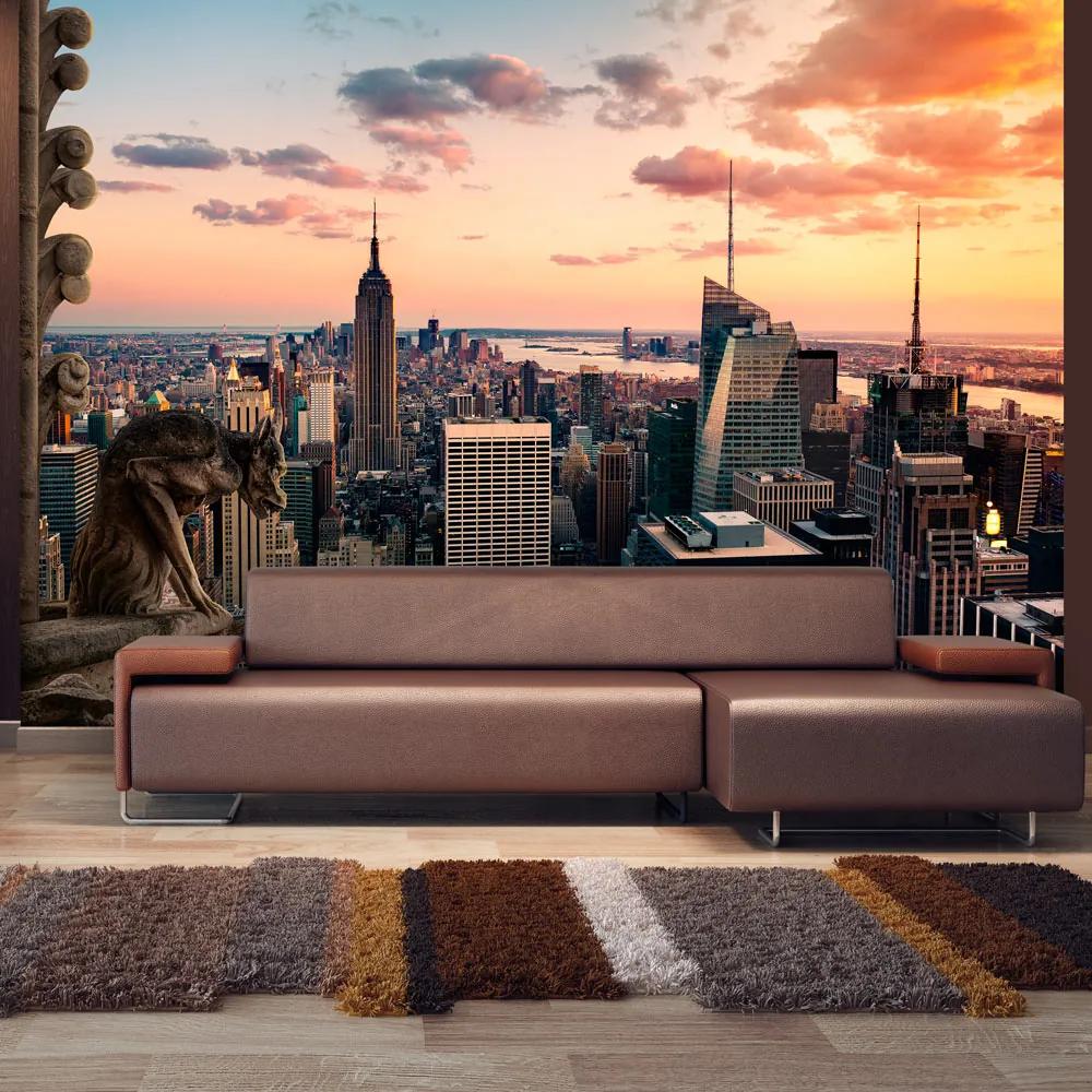 Artgeist Fototapeta - New York: The skyscrapers and sunset Veľkosť: 100x70, Verzia: Premium
