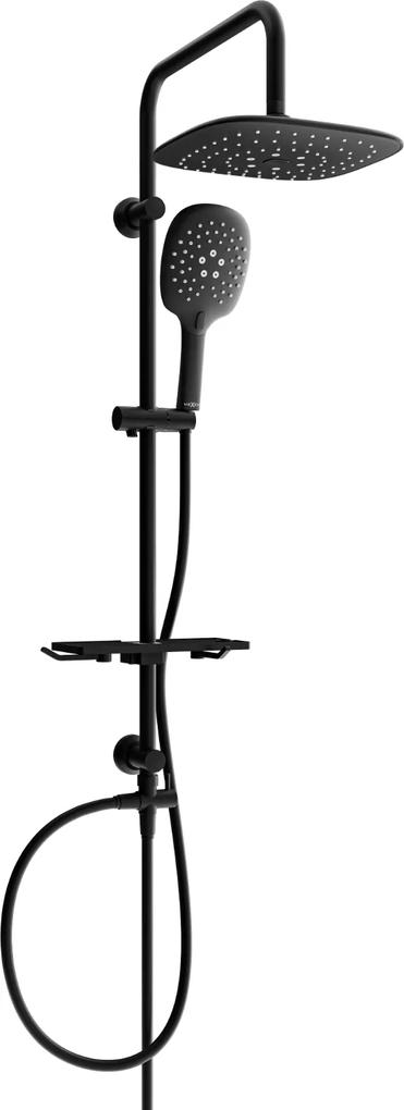 Mexen sprchový set T22 s hornou hlavicou štvorcovou, čierna, 798222293-70