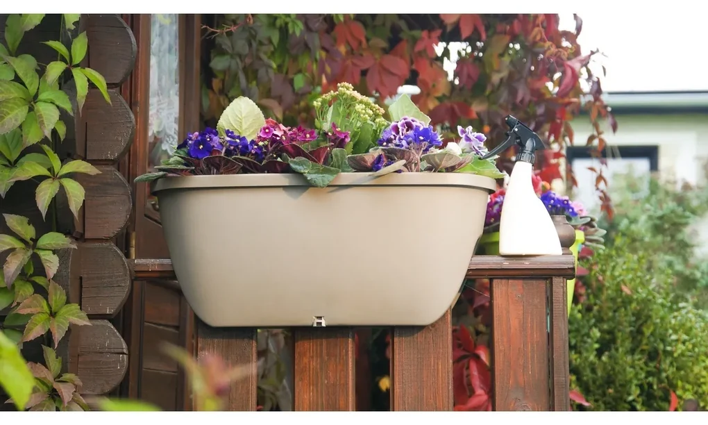 Gardenico Balkónový kvetináč na zábradlie Balconia OVI hnedá, pr. 60 cm, pr. 60 cm