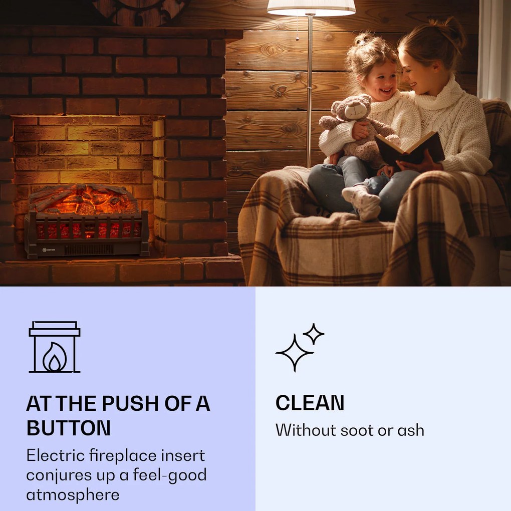Klarstein Kamini FXL 2G, elektrický krb, krbová vložka, 1800 W, 3D LED ilúzia plameňa